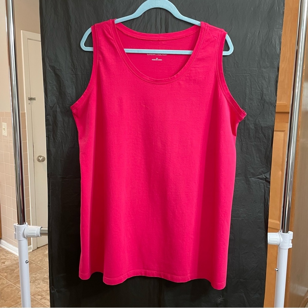 Catherines Suprema Collection 2X Vibrant Pink Tank Top Summer Breezy Layer